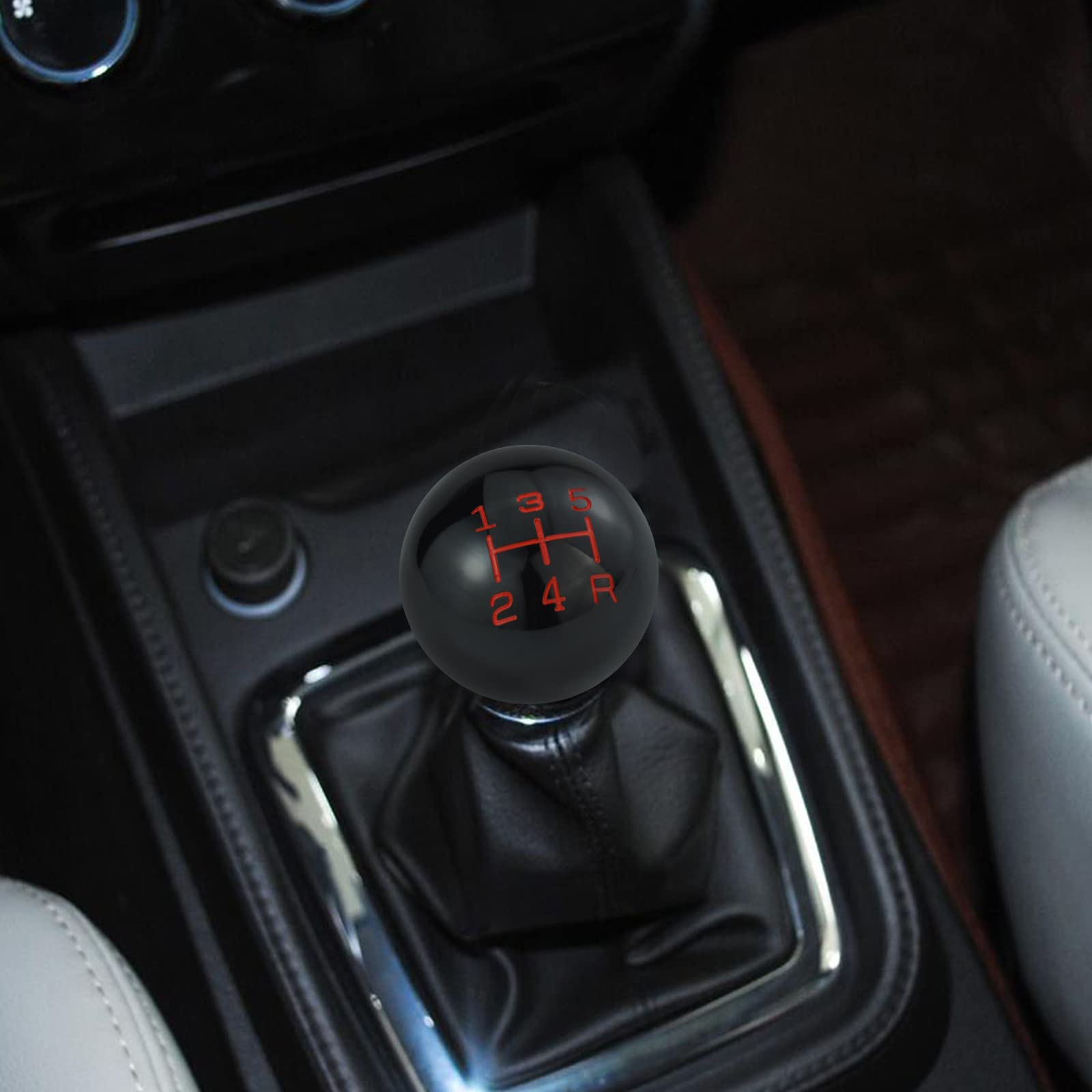 Arenbel 5 Speed Resin Shift Knob Ball Gear Lever Short Throw Shifter Racing Handle Replacement Fit Most Auto MT Vehicles, Black