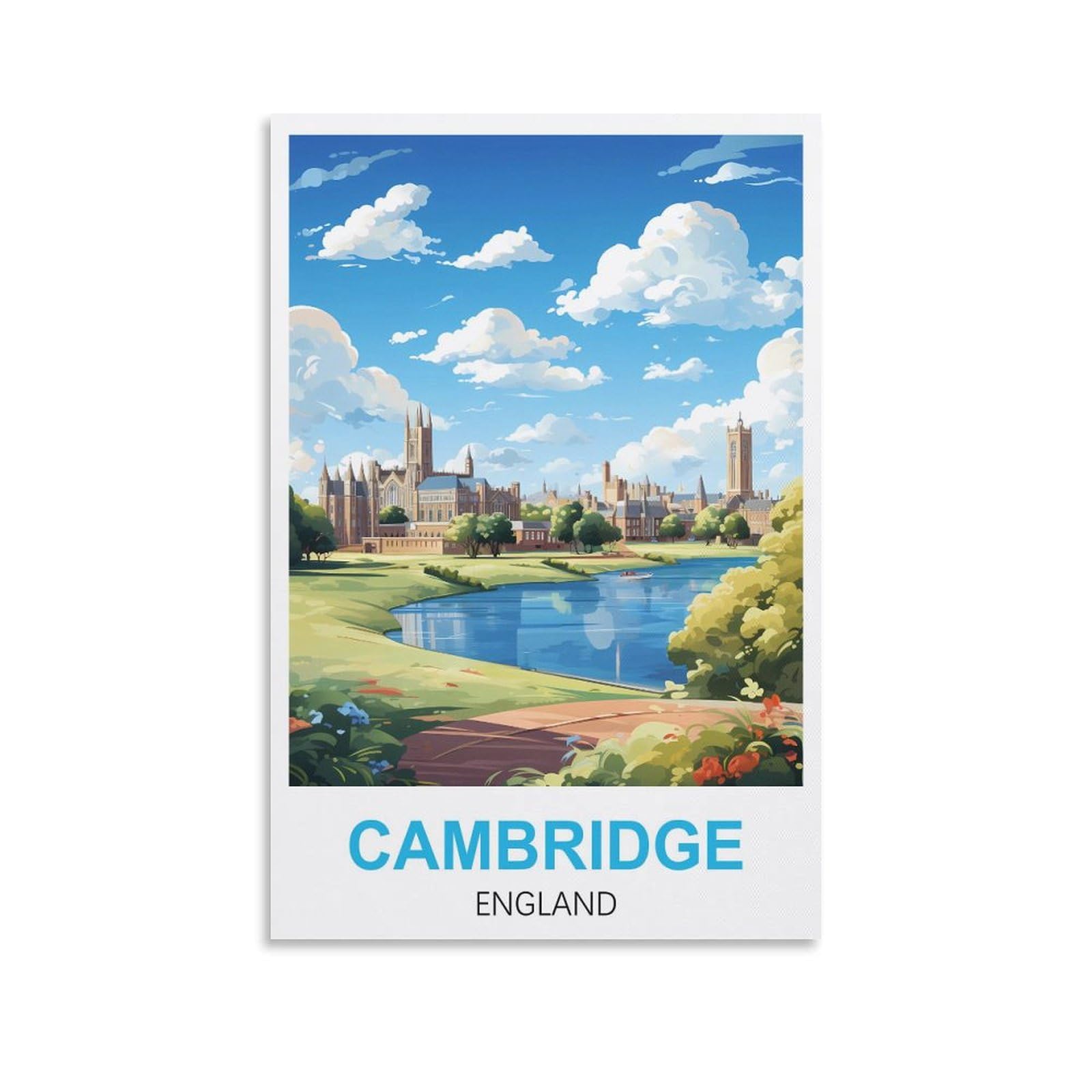 CEYHNO Cambridge England Vintage Travel Posters 08x12inch(20x30cm) Canvas Art Poster And Wall Art Picture Print Modern Family Bedroom Decor