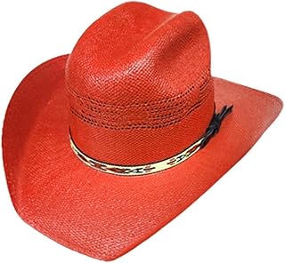 Sombrero tradicional Bangora Rodeo de paja para vaquero, tela nativa, color rojo