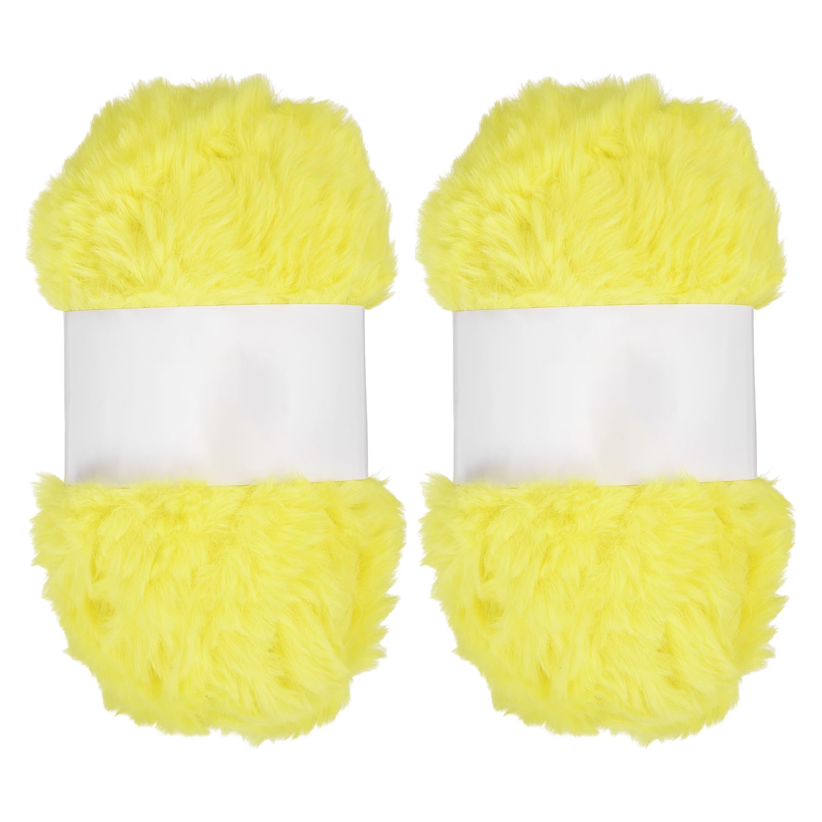 PATIKIL 65 Yards Soft Chunky Fluffy Fuzzy Faux Fur Yarn, 2 Skeins Chunky Fuzzy Yarn Fur Polyester for Crochet Knitting Blankets Scarves Sweaters Hat Shawls, Bright Yellow