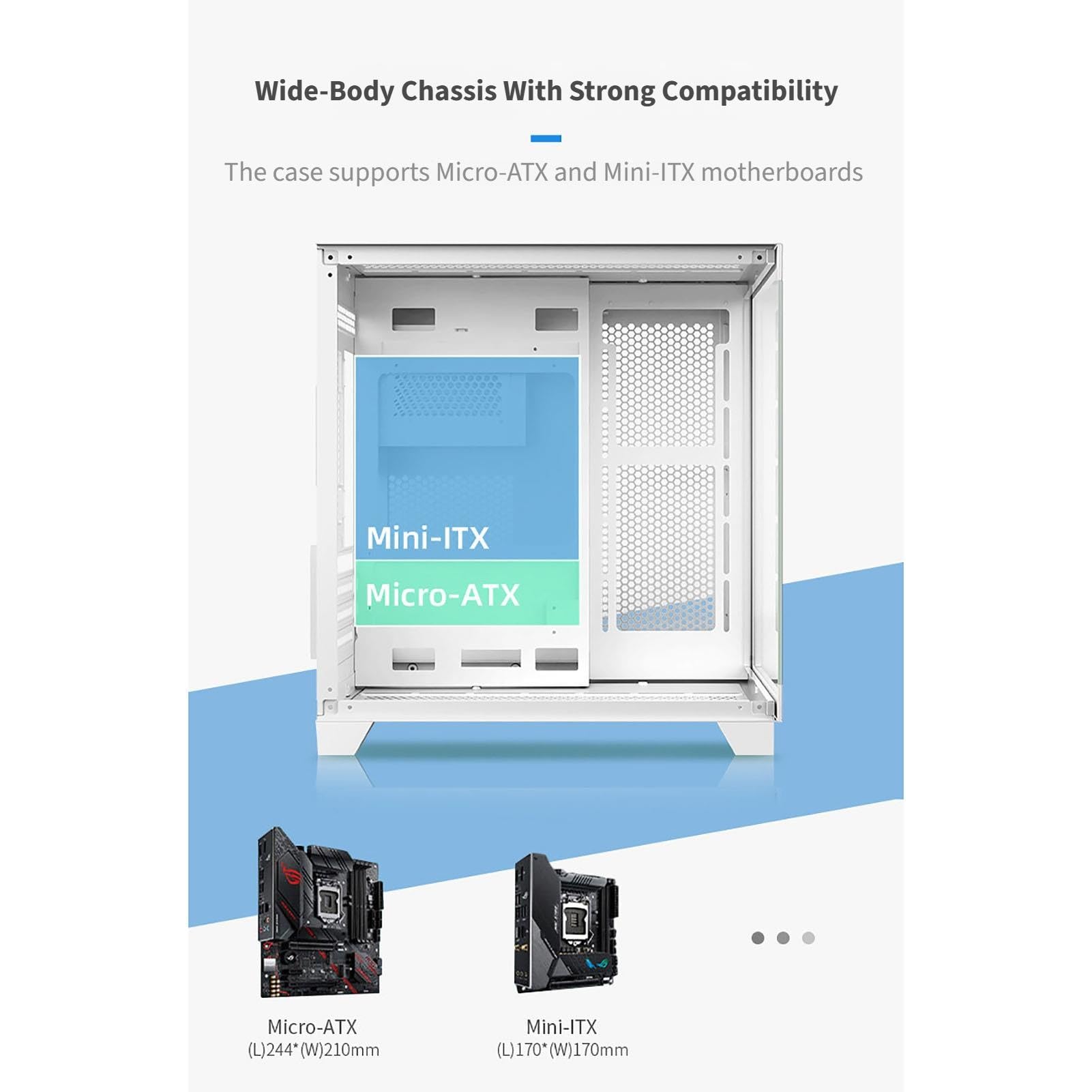 Caja De Computadora ATX Juegos Escritorio Torre Media Puertos USB 3.0 Soporte Vidrio Templado Doble Cara Refrigeración por Agua