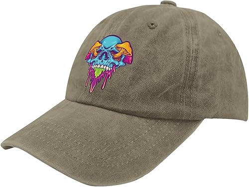 Miniatura 9 de Gorras de béisbol de hongo mágico con calavera psicodélica, divertida gorra de béisbol para hombres