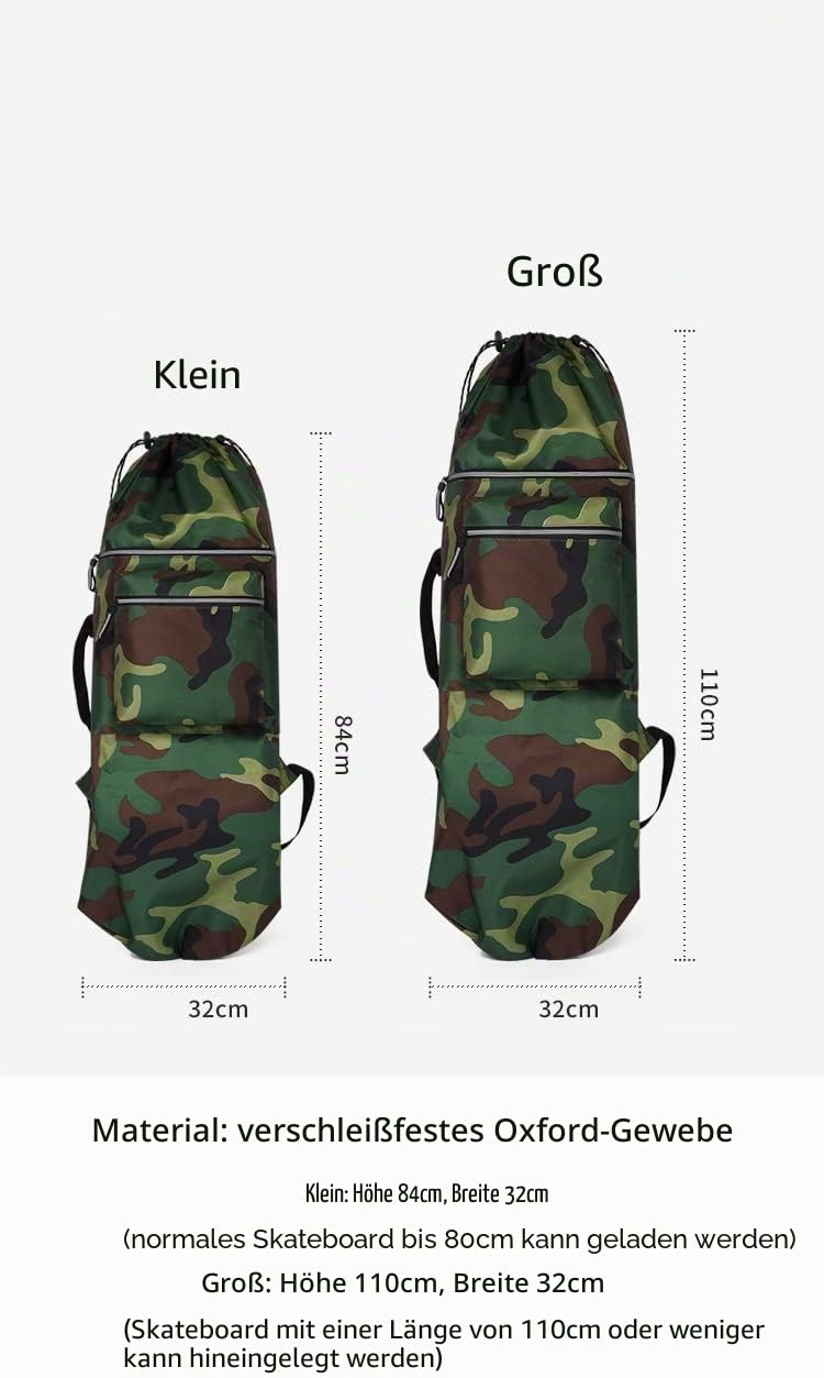 Wasserdichte Skateboard Rucksäcke Tasche für Männer mit Verstellbaren 2 Schultergurten Faltbare Gurte Tragbare Skateboard Tasche Universal Street Trend Skate Tragetaschen für Reisen