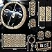Tallew 10 Pieces Leopard Print Car Accessories Set Diamond Cheetah Leopard Steering Wheel Cover Seat Belt Licence Frame Armrest Pad Cover Cup Holder Keyring Bracelet for SUV Car Truck