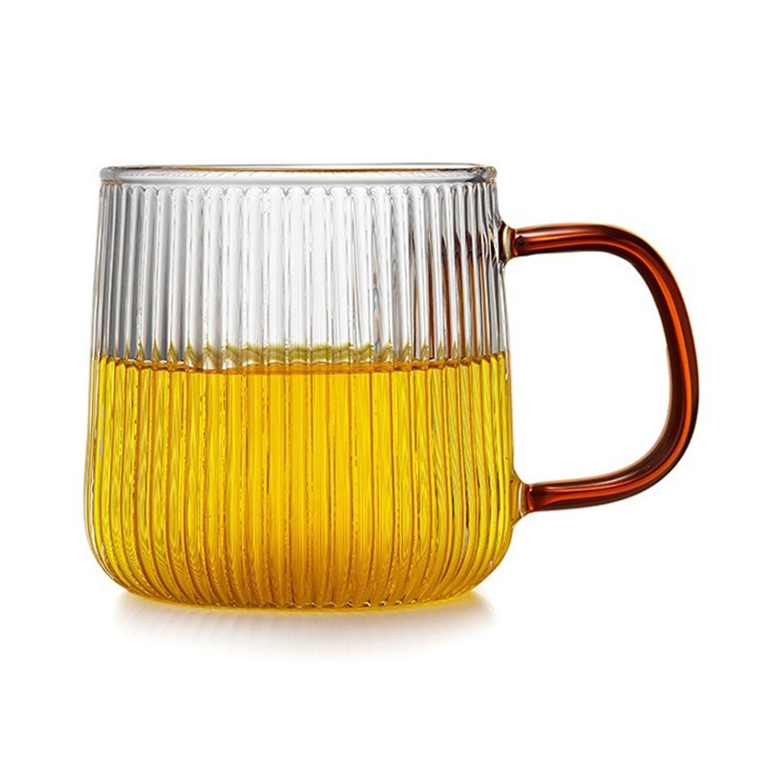 Taza de vidrio antiquemaduras con asa cómoda y borosilicato