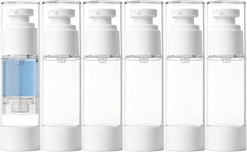 Frascos cosméticos com bomba airless GIVITASOT transparentes, 30 mL, pacote com 6