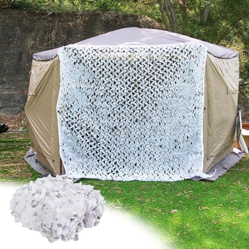 Ufgwhirl Rede de camuflagem branca, 2 x 6 m, 6,5 x 19,6 pés, rede de camuflagem reforçada militar, caça, exercício, decoração de festas, malha de camuflagem proteção solar, para jardim pérgula