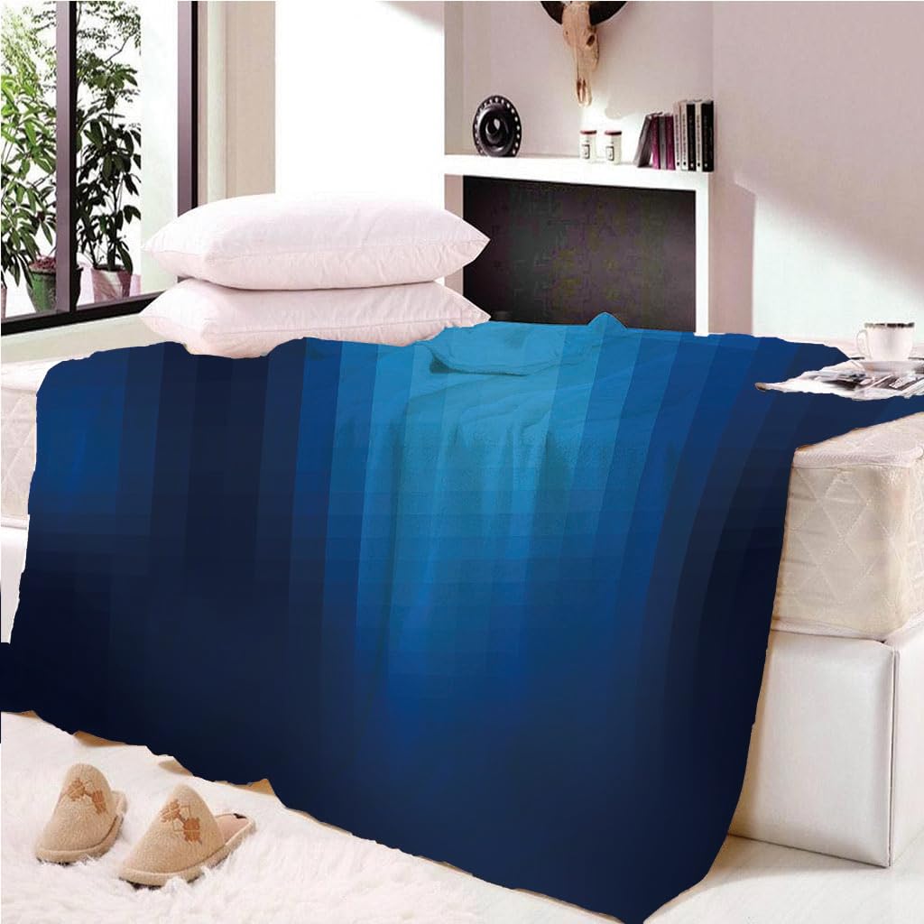 Coperta Letto Matrimoniale Coperta Di Flanella In Microfibra 180X200Cm Mosaico Blu Stampata Motivo Coperte Divano Inverno Pelose Per Bambini/Adulti Decorazione Per La Casa