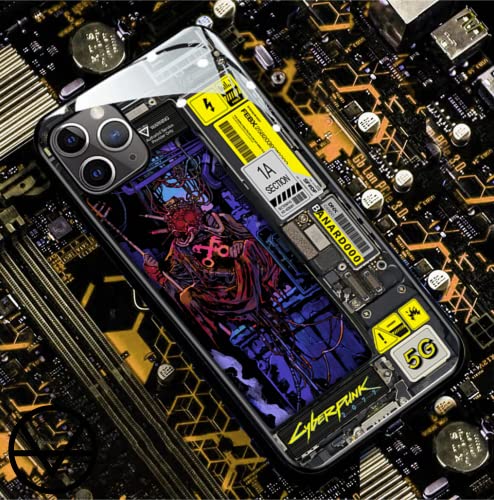 Image of KRZNA LED Sound Activated Back Cover Compatible with iPhone, Flashing Luminous LED, Tempered Glass Back - [ Model - Cyberpunk ] (iPhone 12 Mini)