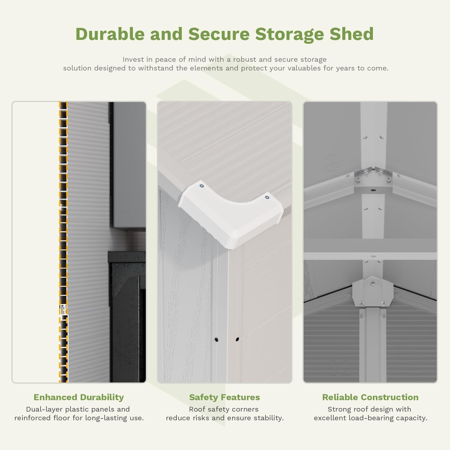 Patiowell 6x6 FT Outdoor Storage Shed interior with shelves