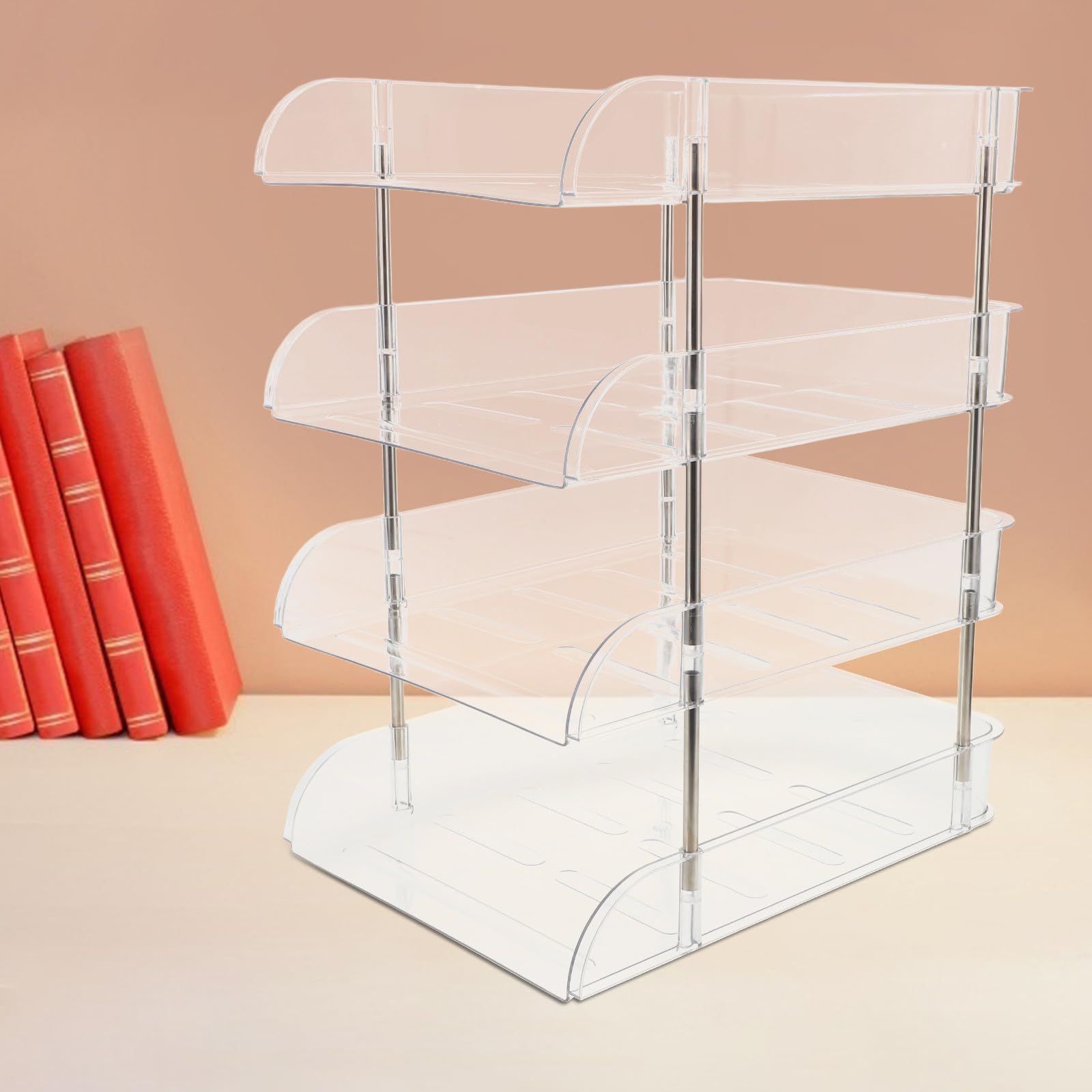 4 Livelli Organizzatore da Scrivania in Plastica per Libri e Documenti
