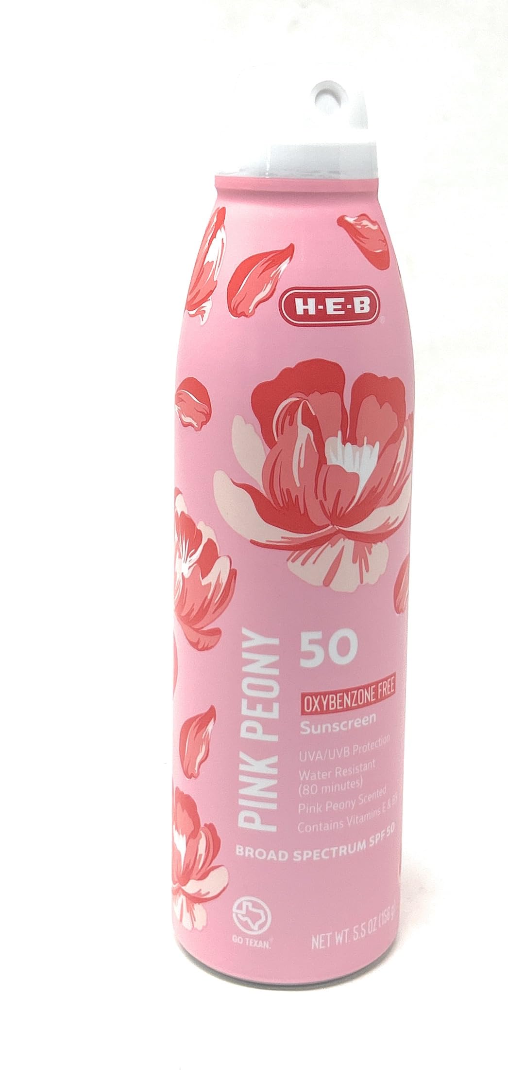 H-E-B Pink Peony Flower Scented Sunscreen Spray - SPF 50-5 5oz bottle