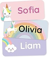 Vista 9 de Etiquetas de nombre personalizadas para niños (60) – Adhesivos personalizados impermeables y duraderos para ropa, guardería, oficina y suministros