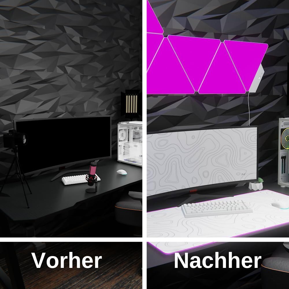 Nyfter - XXL Gaming Mauspad RGB White im Topography Design 900 x 500mm Premium Mousepad Size Groß vernähte Kanten langlebig mit high-end Glide und Anti-Rutsch Speed Gaming Mauspad
