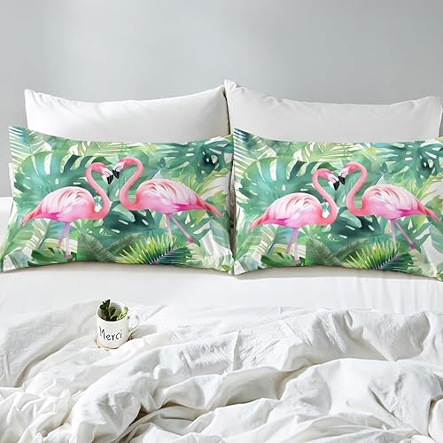 Miniatura 4 de Manfei Juego de sábanas tropicales para niños, tamaño King, diseño de flamenco rosa para niños, niñas, adolescentes, decoración de habitación, juego