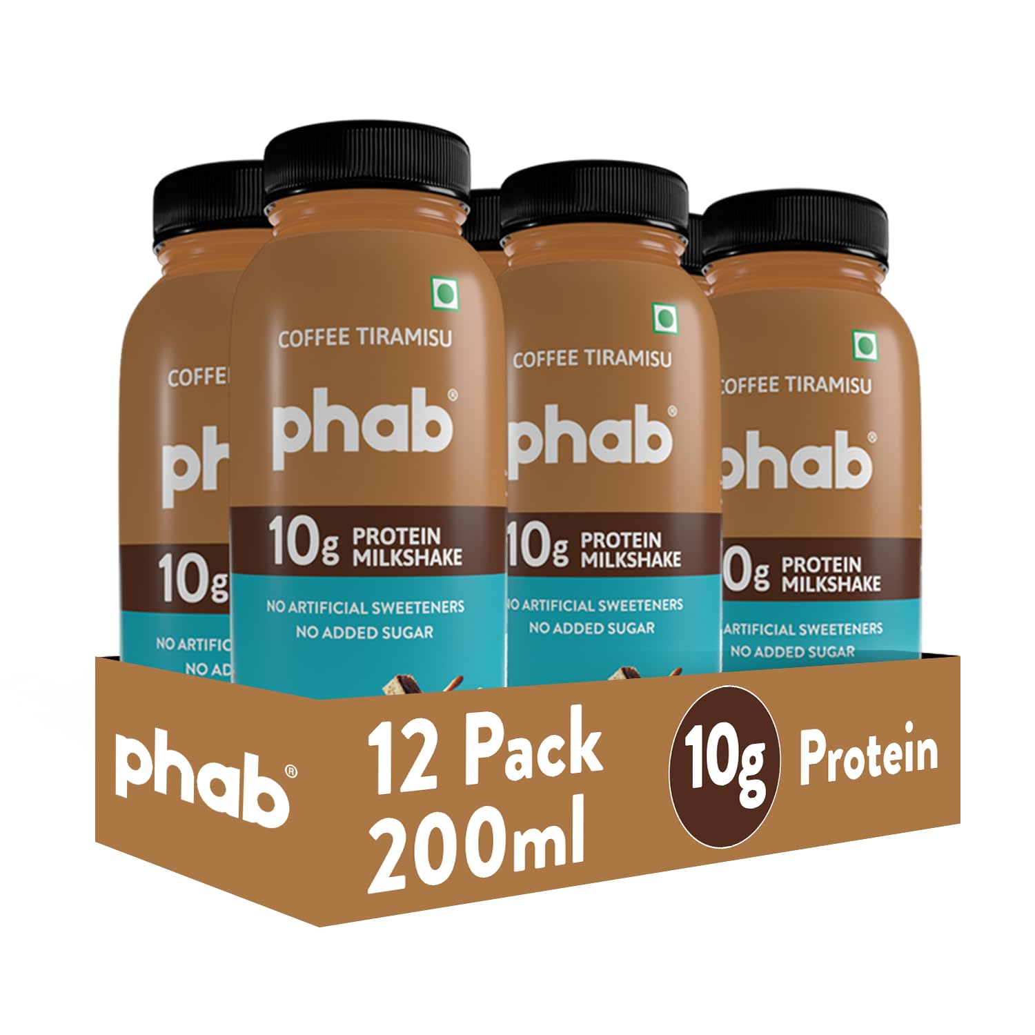 Phab Coffee Tiramisu 10g Protein Milkshake | Under 95 Calories | No added sugar | Gut-friendly | No Preservatives | (12 x 200ml)-image-9