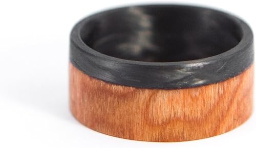 Miniatura 2 de Men's carbon fiber and bentwood ring. Unique wooden wedding band. Water resistant, very durable and hypoallergenic. (00408_7N)