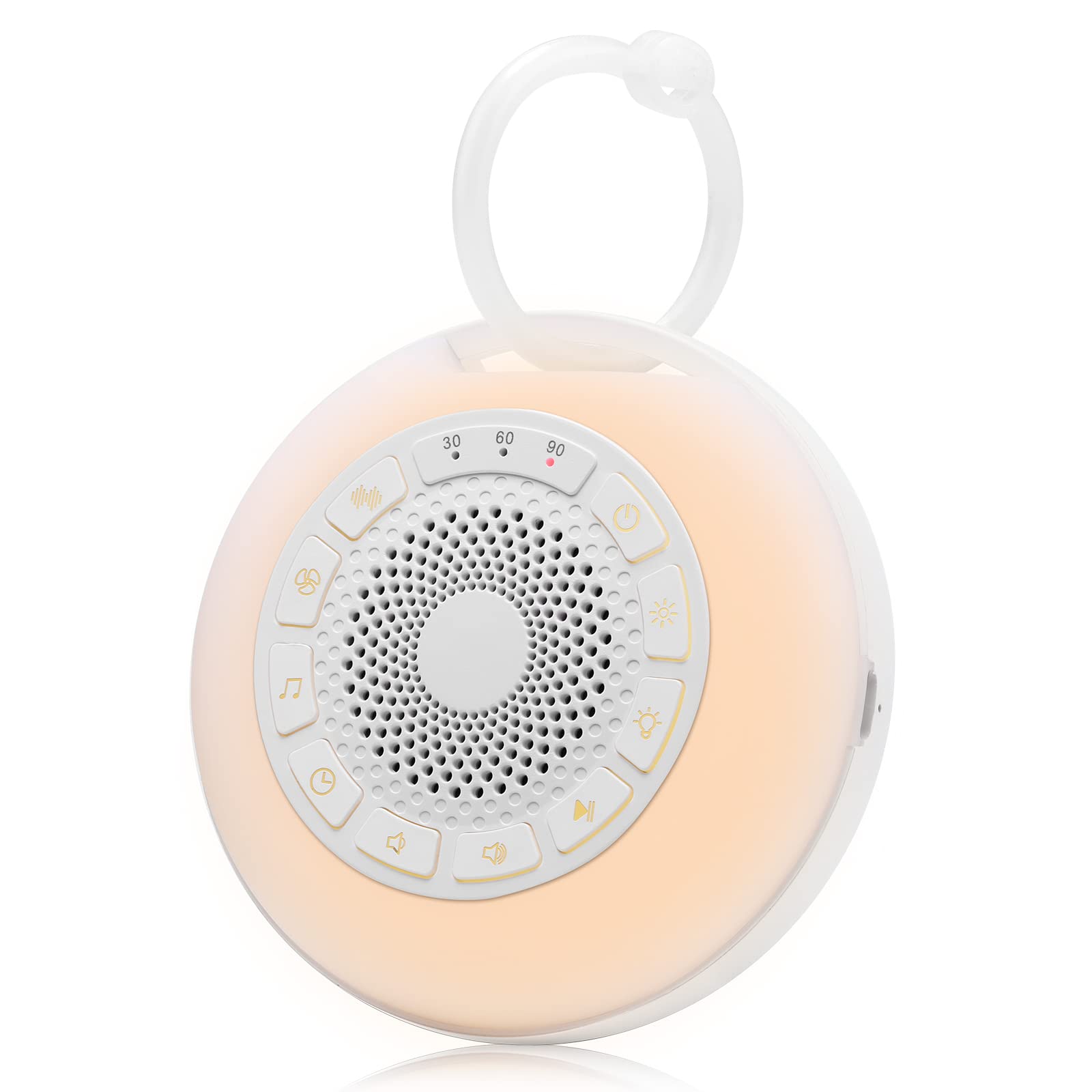 White Noise Machine with Baby Night Light for Sleeping, 26 Soothing Sounds, Portable Baby Soother with Timer and Rechargeable
