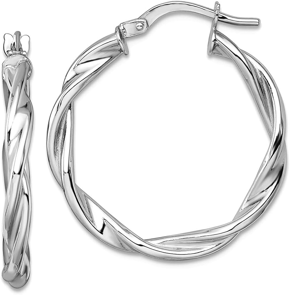 Orecchini A Cerchio Tubolari Oro Bianco 14K Lucidi 4mm - Gioiello Elegante Con Chiusura A Scatto, Regalo Pronto