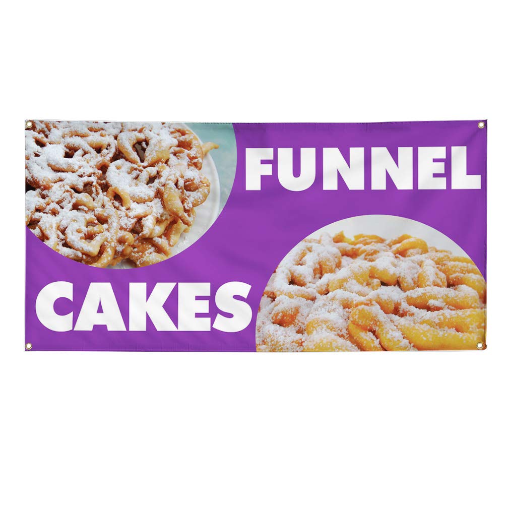 Vinyl Banner Multiple Sizes Funnel Cakes Restaurant Cafe Bar E Restaurant & Food Outdoor Weatherproof Industrial Yard Signs Lavender 4 Grommets