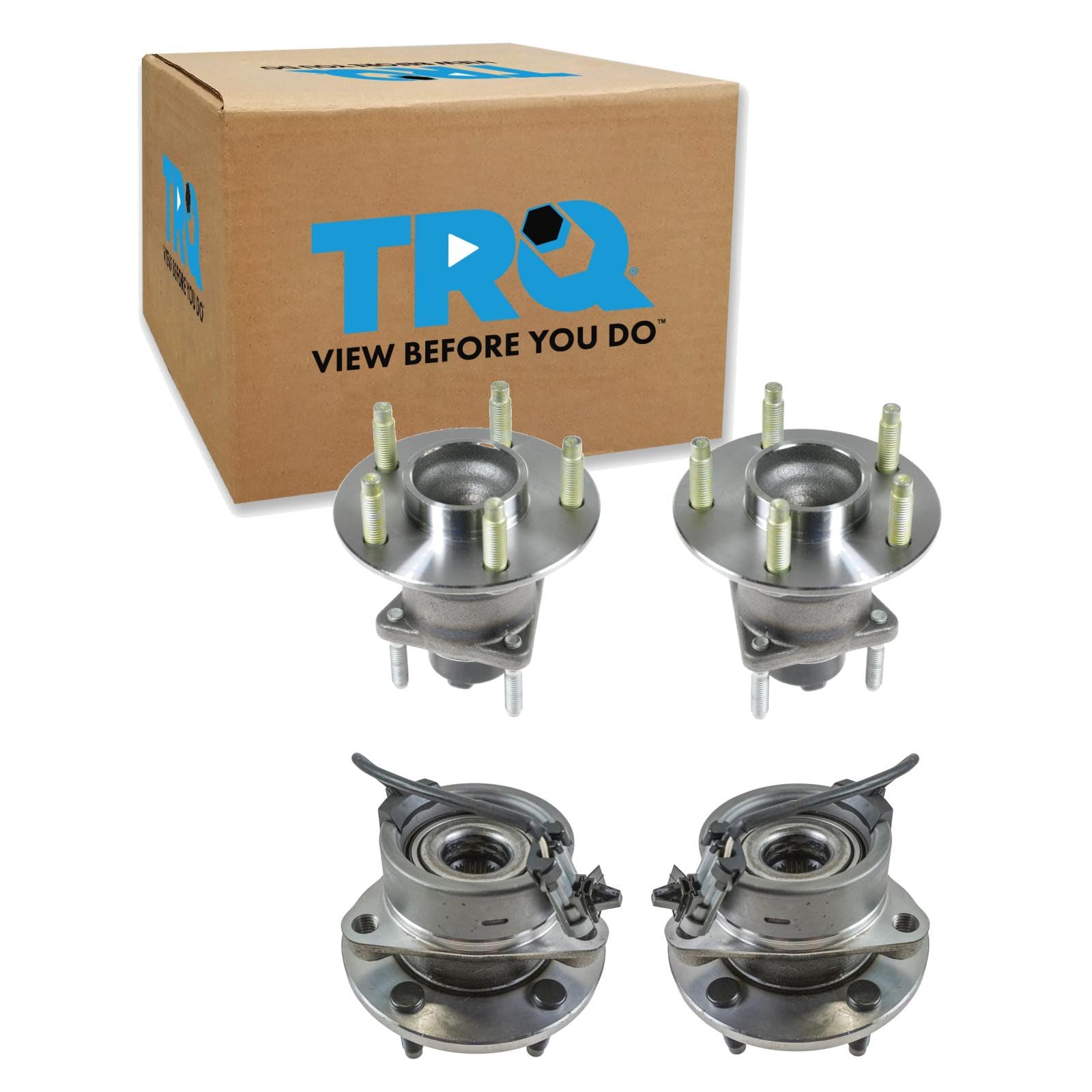 TRQ Front and Rear Wheel Bearing and Hub Assembly Set 4 Piece