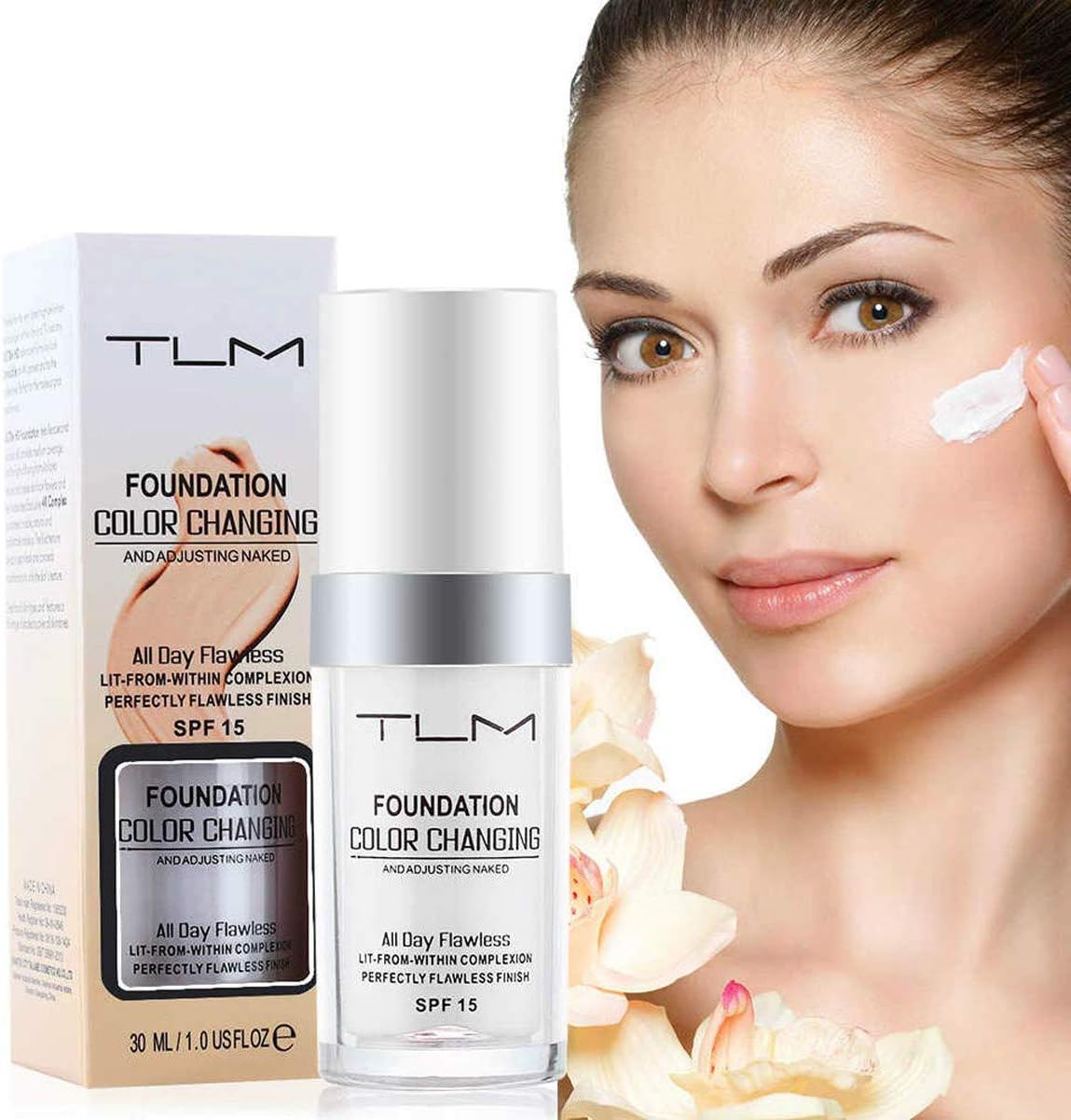 TLM Concealer Cover 30ML, Flawless Colour Changing Foundation Makeup Base Nude Face Liquid Cover Concealer by alkcam (1 PCS)