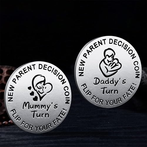 Miniatura 3 de Regalos divertidos para papá y mamá, moneda divertida para tomar decisiones, nuevo regalo de bebé para padres, mamá, papá, embarazo, mujeres,