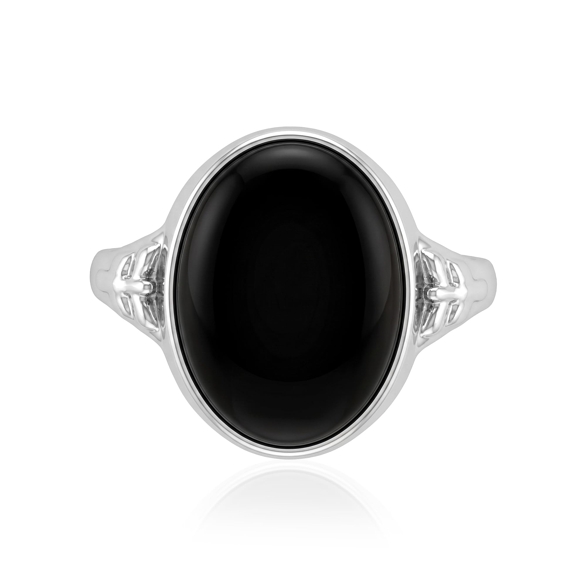 Silver Plated Brass Black Onyx Stone Statement Ring for Men-image-12