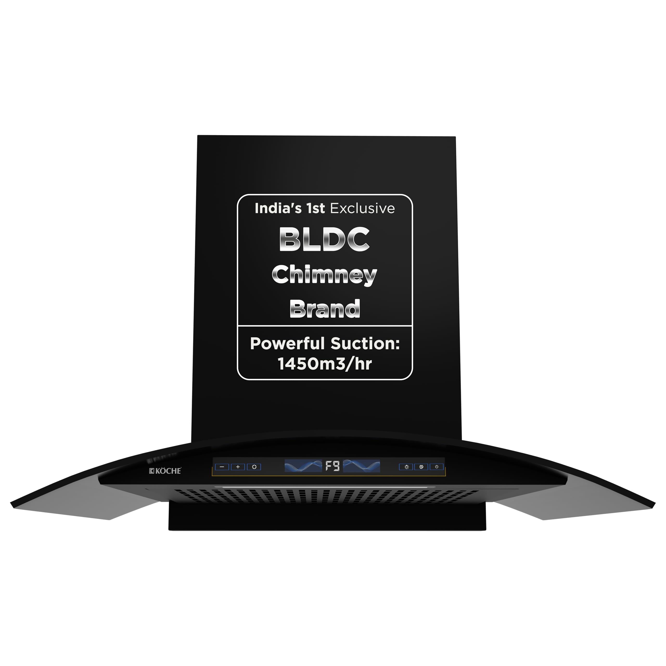 KOCHE ENZO 75 BLDC Chimney for Kitchen 75cm | 1450 m³/hr Powerful Suction | Gesture Control | Filterless Heat Auto Clean Design | 9+1 Turbo Speed | Low Noise | Energy Efficient | 12 Years Warranty