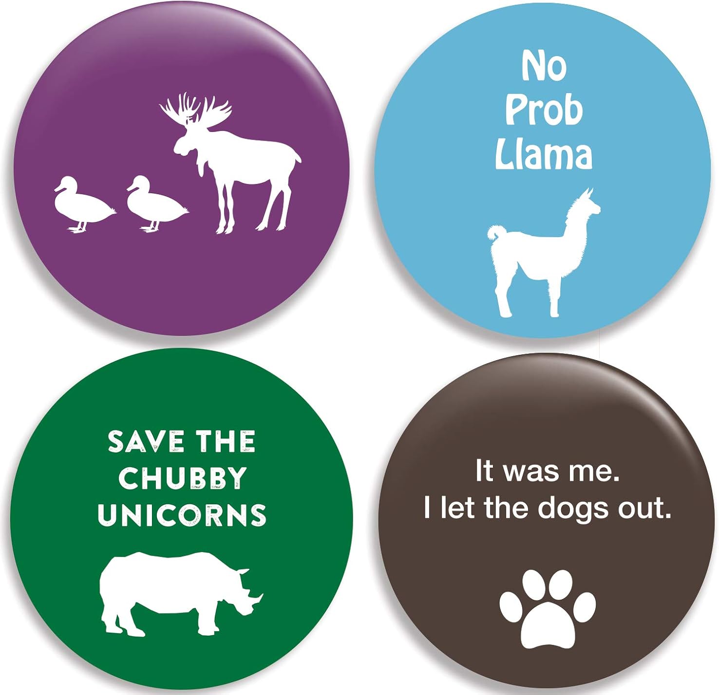 Funny Animal Pinback Buttons/Pins (2.25 inches) Set of 4 : Clothing, Shoes & Jewelry