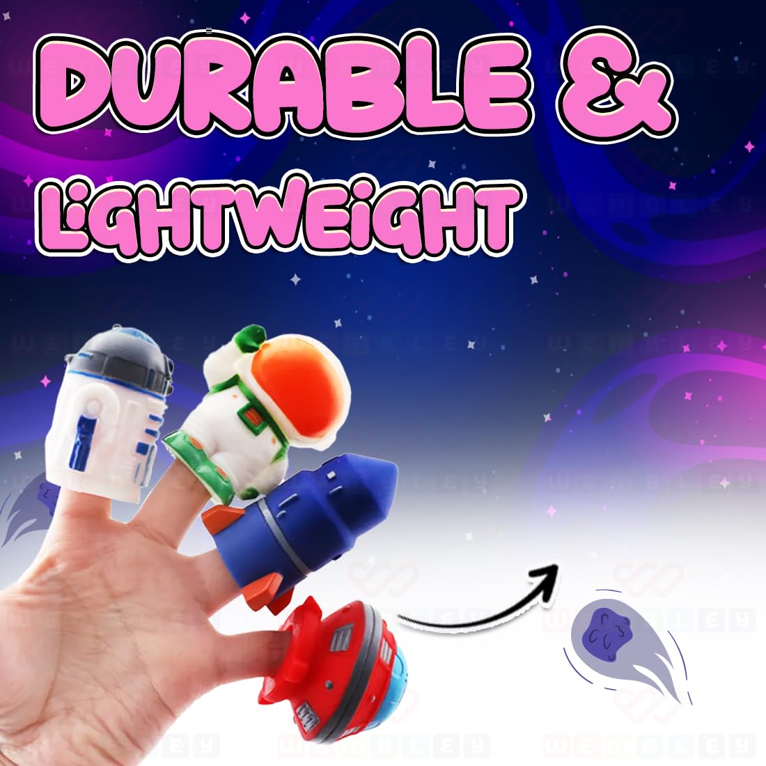 Wembley 5 Pcs Space Finger Puppet Toy for Kids| Soft and Mini Figure Toys for Boys and Girls| Great for Parties, Interactive and Imaginative Playtime| Ideal as Return Gifts for Kids (Space) 4