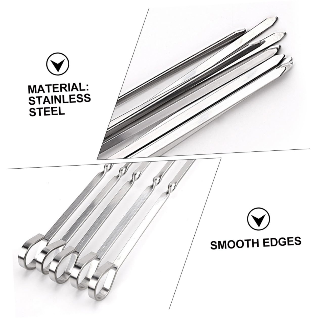 Spiedini Design Sottile e Gancio Curvo 10 Pezzi o in Metallo Inossidabile per Barbecue Riutilizzabili e Comodi da Impugnare per Utilizzo all'Aperto