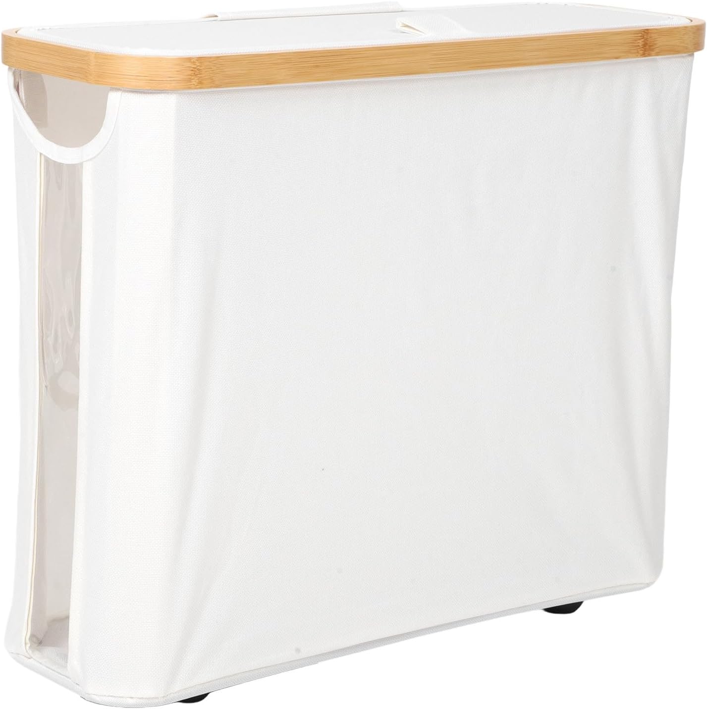 SMASOLO Beige Large Toilet Paper Storage Basket with Lid, Fabric Tissue Holder Container for Bathroom, Dustproof and Water-Resistant Organizer for Toilet Accessories