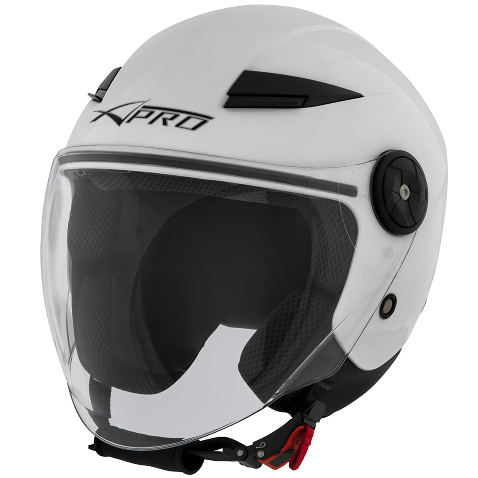 A-Pro Jet Casco Moto Certificato ECE 22 Città Scooter Visiera Lunga Bianco S