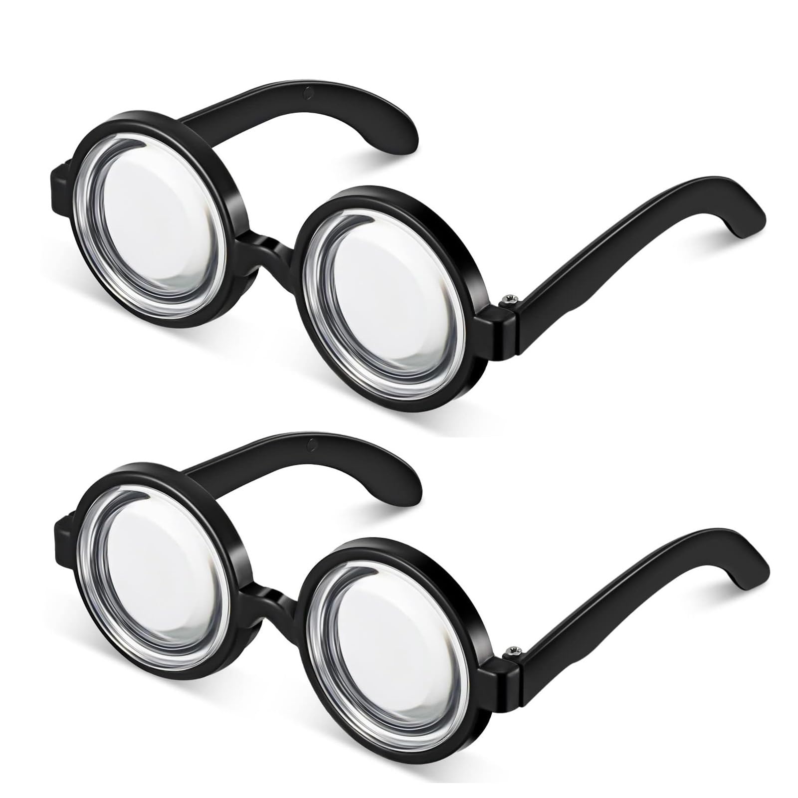 ZALAOR 2 Pcs Black Nerd Glasses for Fancy Dress: Funny Joke Glasses, Novelty Round Eyewear with Silly Look