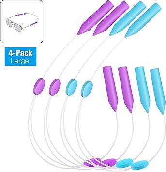 Amazon 調整可能メガネバンド Atic メガネストラップ シリコーン製のツル ステンレスとナイロン製のワイヤー ずれ落ち防止 軽量 防水 事務 旅行 運転 スポーツ等の活動に対応 大穴 4本セット Blue Purple Atic スポーツサングラス