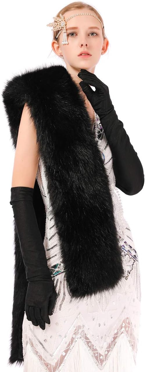 Dikoaina Women's Winter Fake Faux Fur Scarf Wrap Collar Shawl Shrug - Image 3