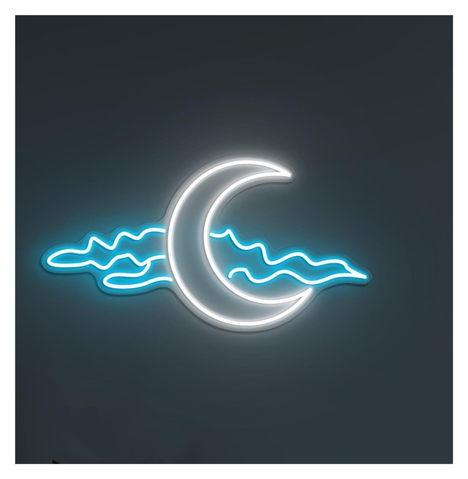RONGCH Hanging Art Signs Moon and Cloud Neon Sign Dreamy Night Decor for Bedroom Nursery Cozy Home Spaces Room Game Pet Store Birthday Party 48cm