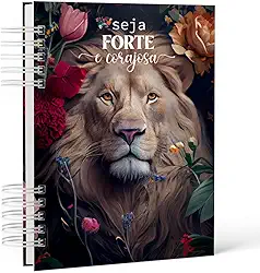 Caderno Devocional Cristão Feminino, Leão de Judá, Planner Espiritual Diário com Marca-Página