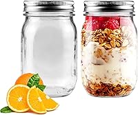 2 Pack 16oz Regular Mouth Mason Jars with Airtight Lids - Perfect for Canning Jam, Honey, Meal Prep, Overnight Oats & Salads