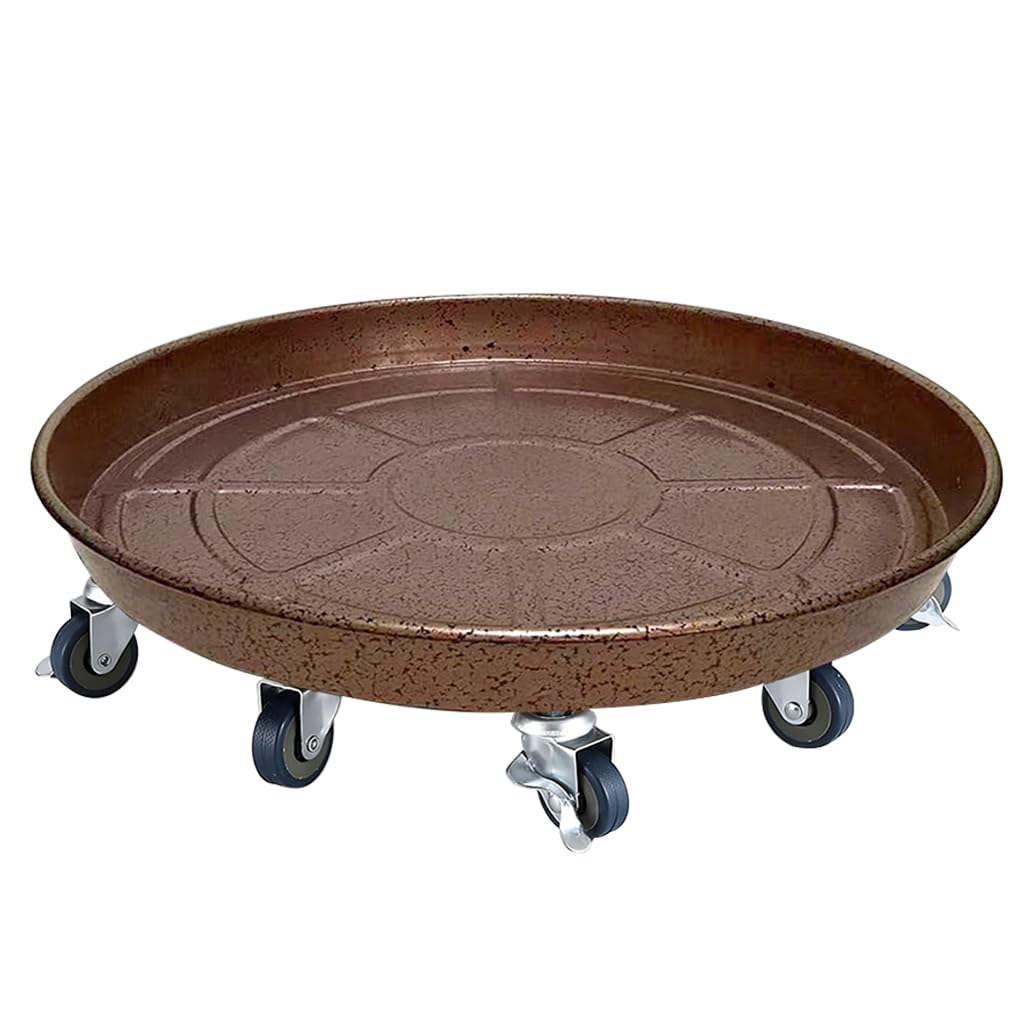 Plant Caddy with Wheels, Heavy Duty Plant Stand with Universal Wheels, Round Pot Trolley for Indoor Outdoor,18inch Bronze
