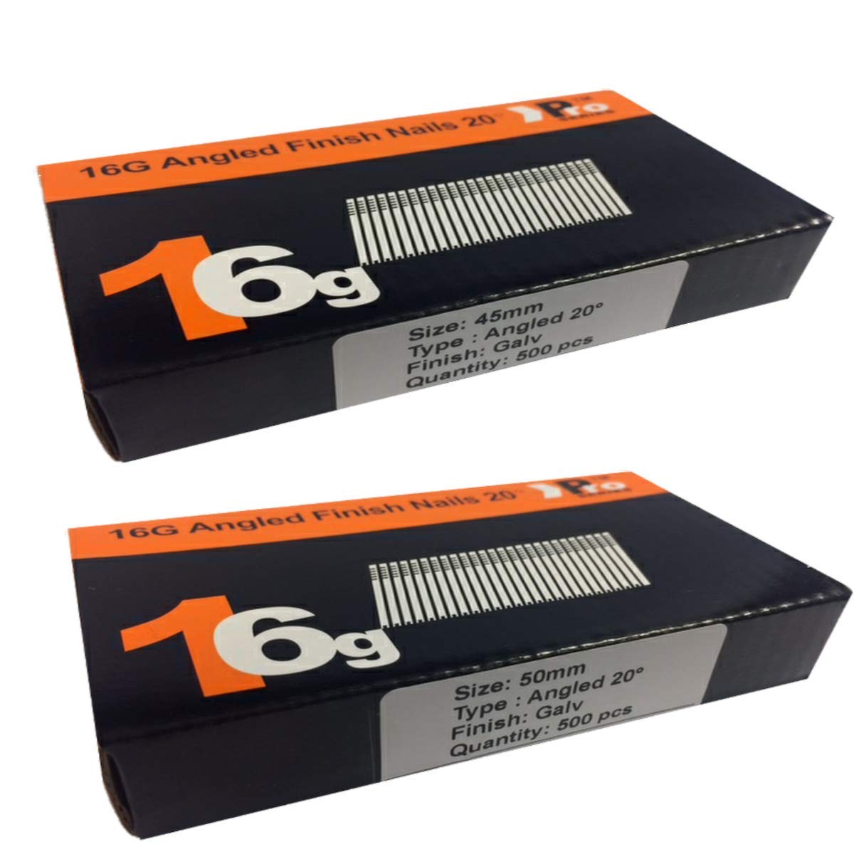Mixed Handy Packs - Quantity 1000 Brad/Nails16 Gauge Angled for Paslode, Dewalt (45mm + 50mm Angled 16 Gauge)
