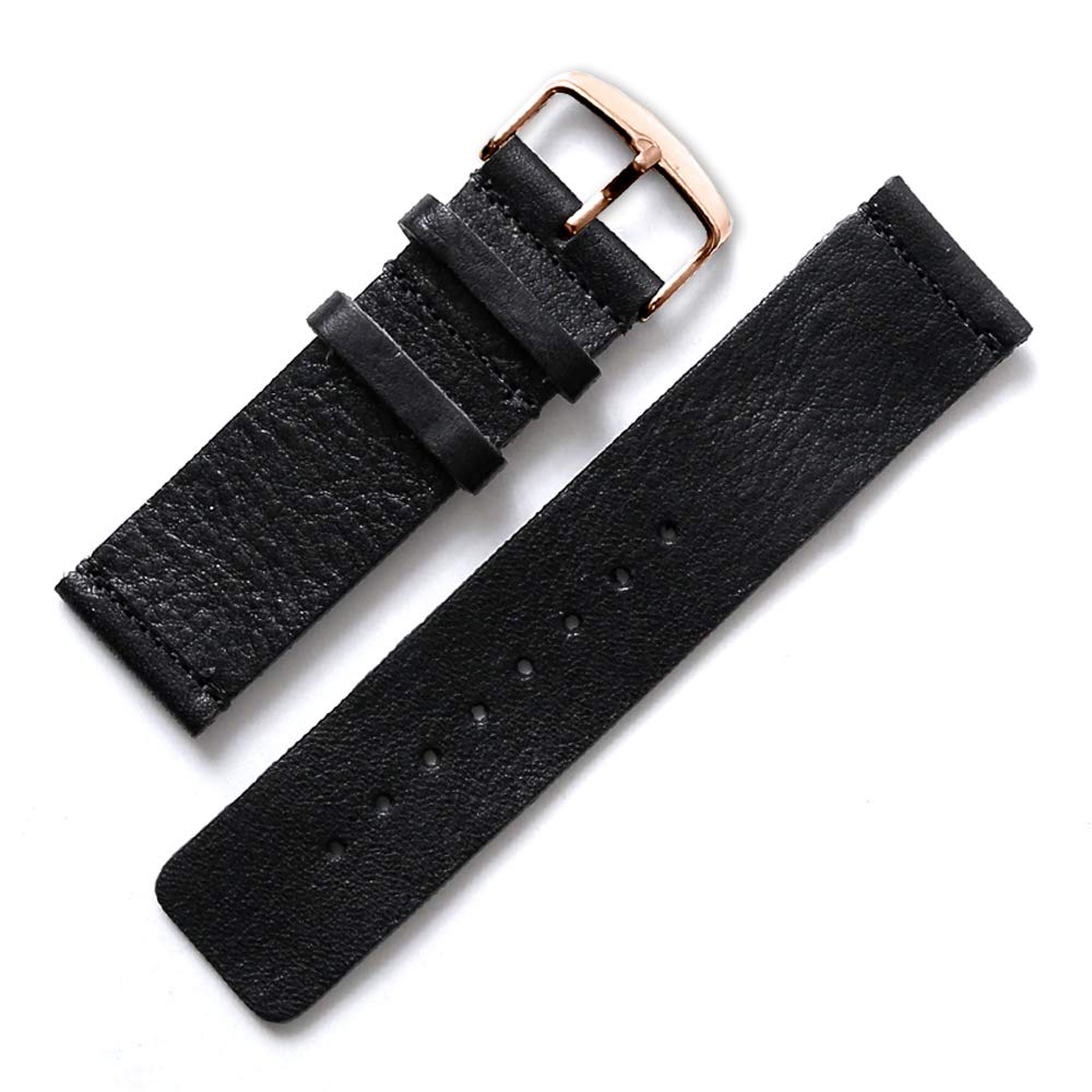 Watch Strap, Genuine Tochigi Leather, Grain Finish, Replacement, Made in Japan, Separate Watch Strap [Pink Gold Buckle], Black, 18 mm : Clothing, Shoes & Jewelry