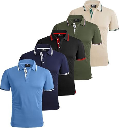 SwissWell 5 Pièces Polo Homme Manches Courtes Respirant P…