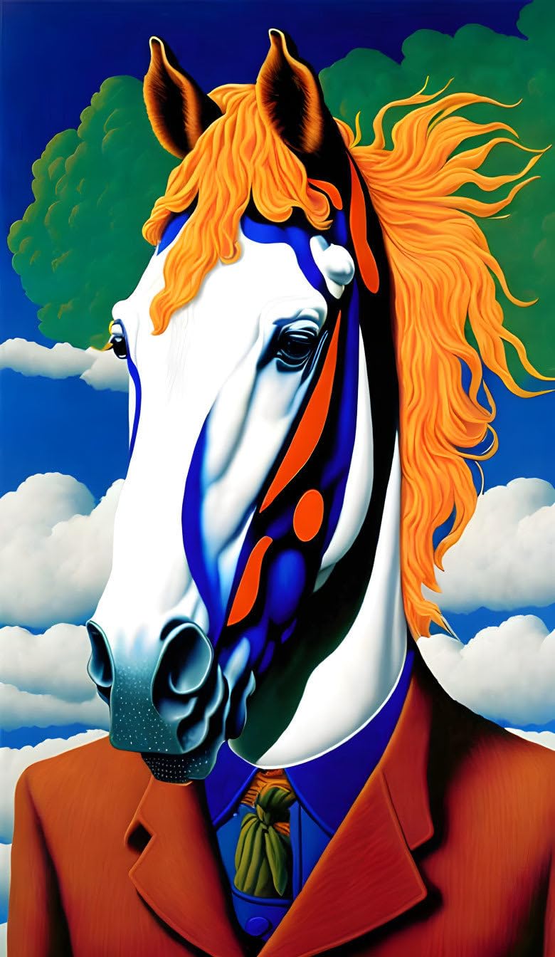 Toile murale tête de cheval surréaliste Meechi pour mur vide 50x70