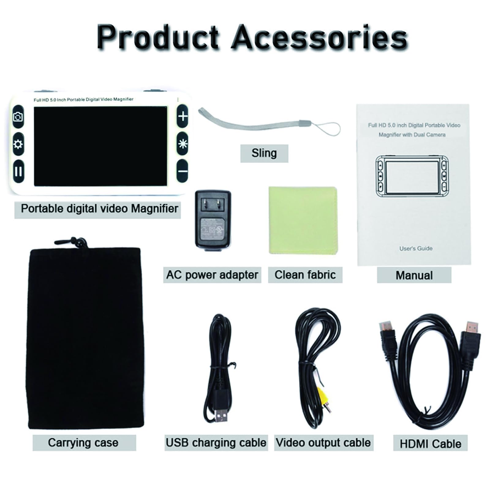 Lupa Digital Portátil De 5 Pulgadas – Ayuda Electrónica De Lectura para Baja Visión, Aumento HD 2X–48X, 26 Modos De Color, Salida HDMI, para Personas Mayores Y con Discapacidad Visual
