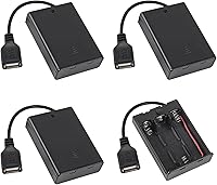 Vista 10 de 4 piezas 2 AA soporte de batería, USB hembra zócalo 2 AA caja de batería titular con cubierta e interruptor de encendido/apagado