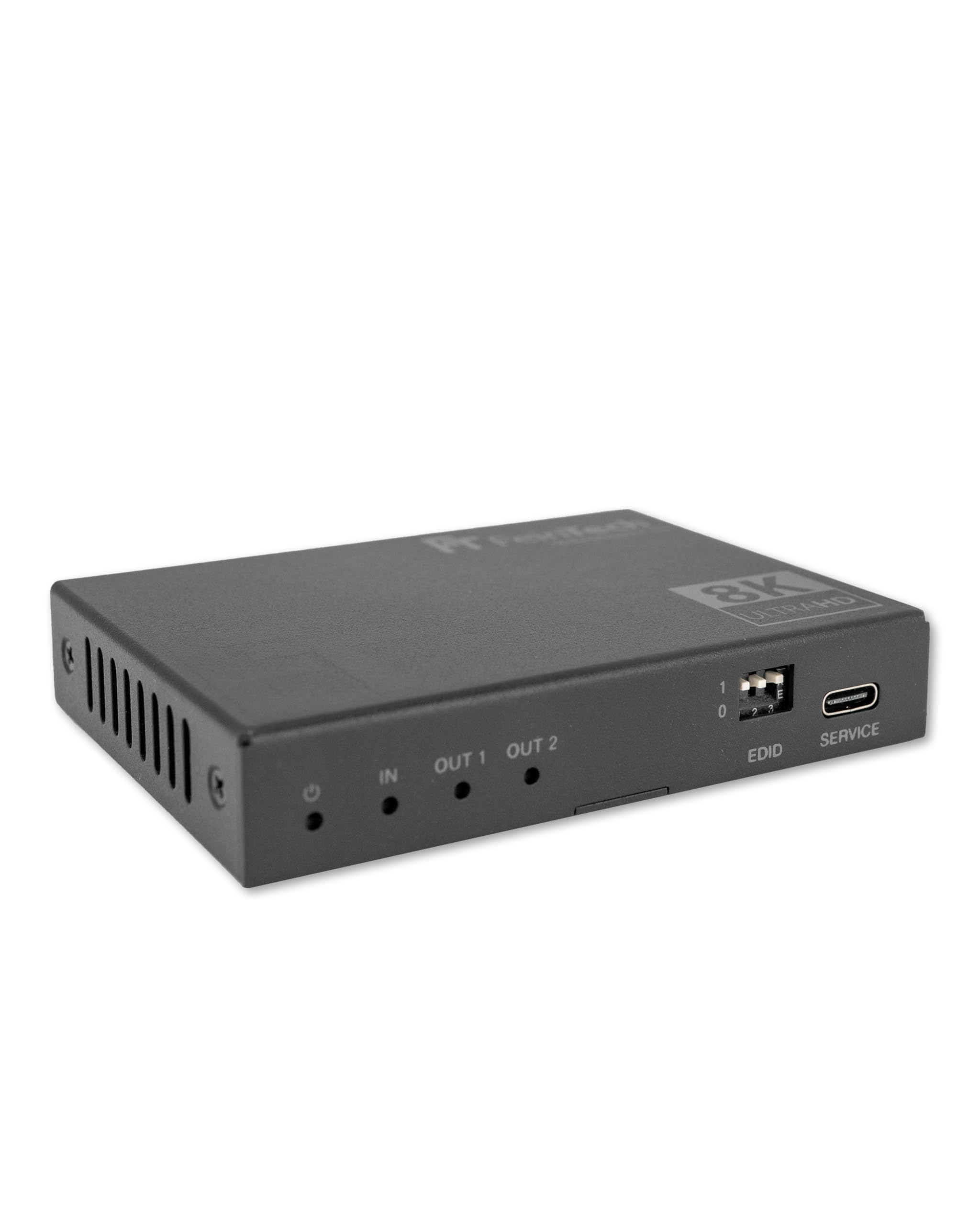 FeinTech SP210 HDMI 2.1 Splitter 4K 120Hz 8K VRR ALLM, Verteiler mit Downscaler für 2 Monitore gleichzeitig, CEC-Pass, kompatibel zu HDCP 2.3, HDR, Dolby Vision
