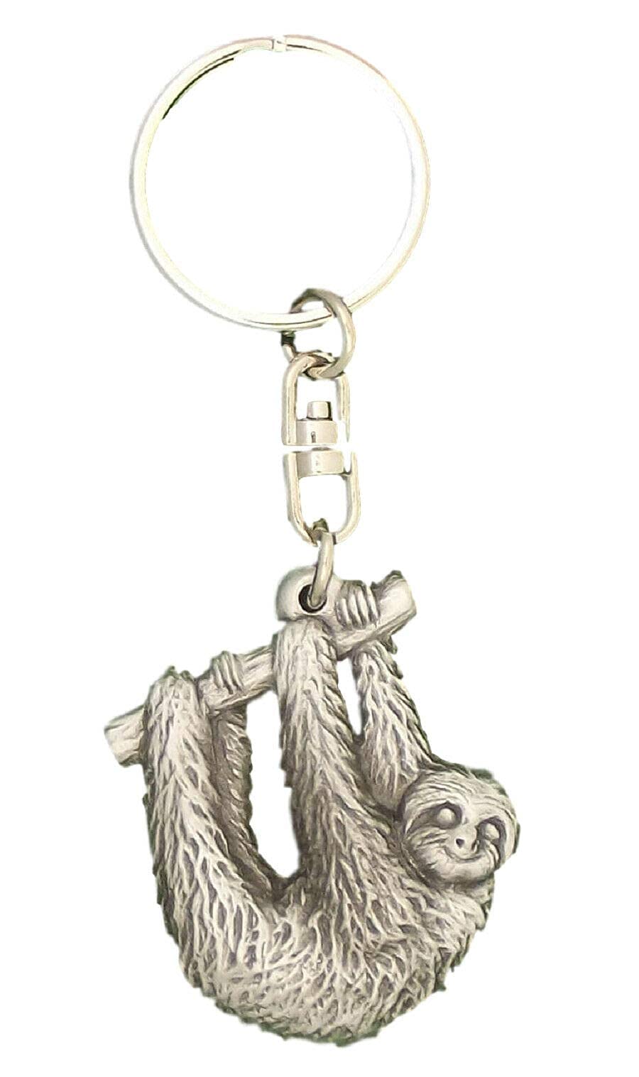 Emblems-Gifts Sloth Crafted from UK Pewter Key Ring (Hin) + 59mm Button Badge