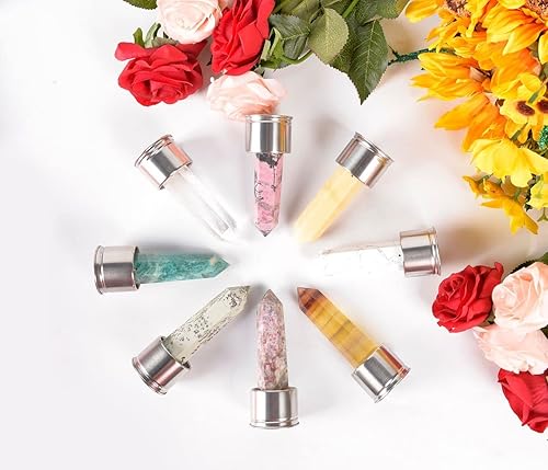 Miniatura 5 de ChezMax Botella de agua de cristal con piedra preciosa de cuarzo natural cambiable Tiendaita